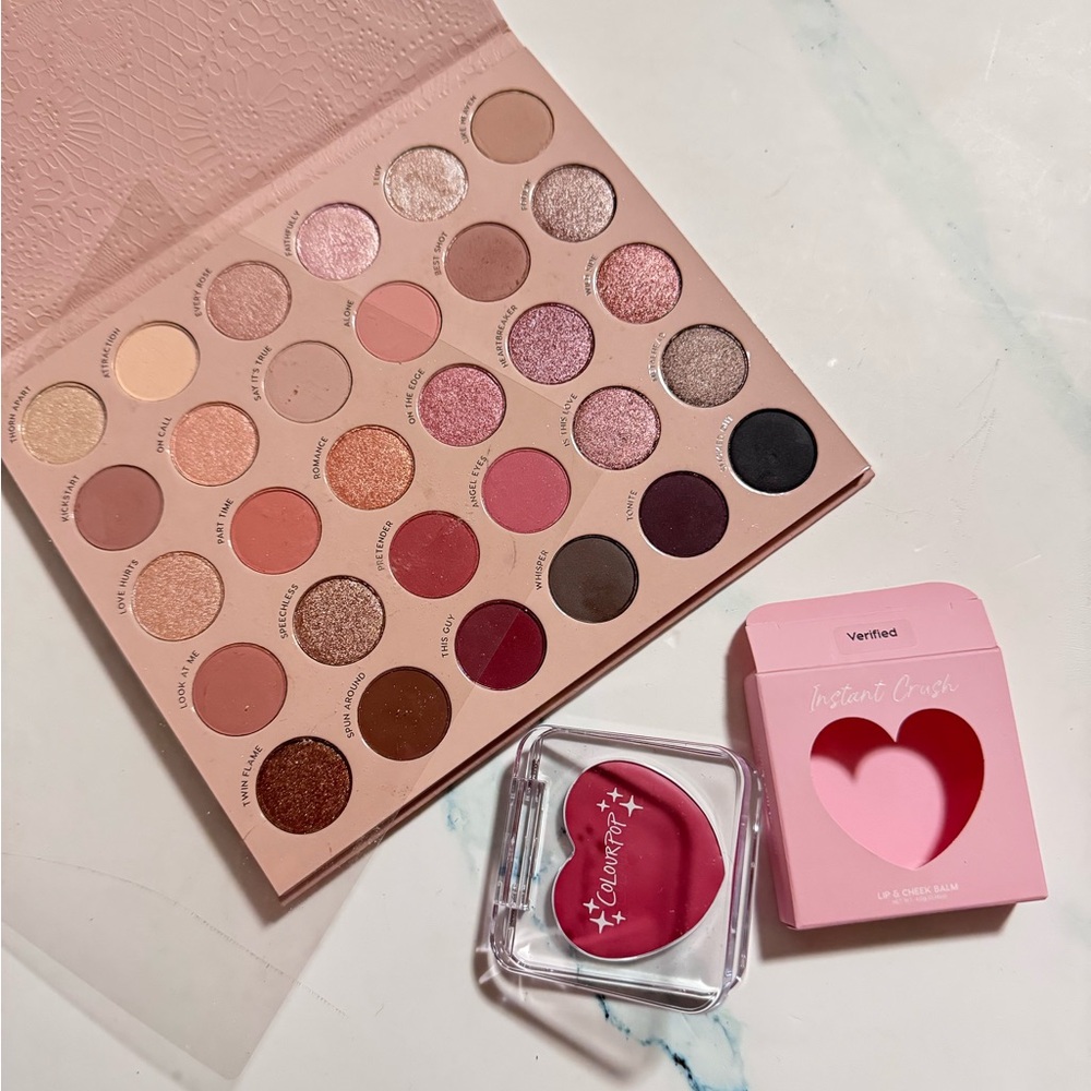 Iconic colourpop eye shadow palette & cream blush selling together